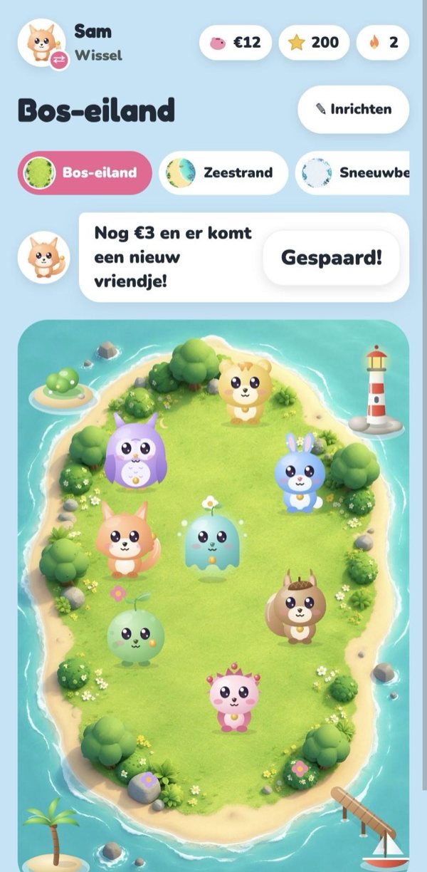 Het Bos-eiland met diertjes